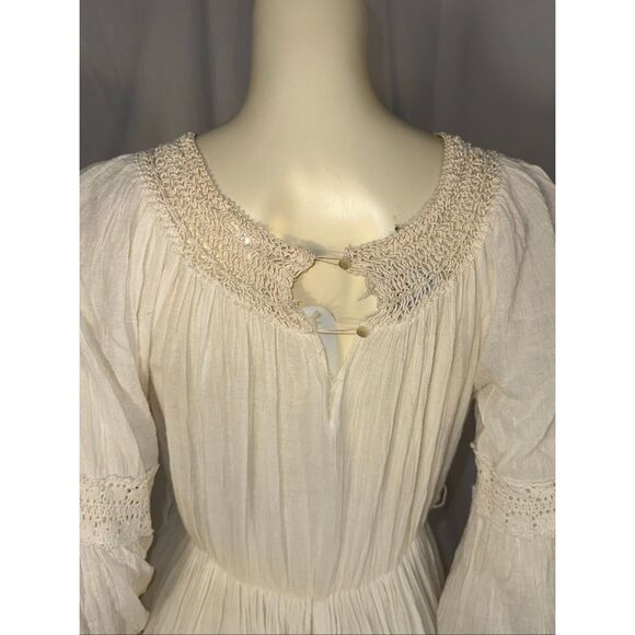 Vintage Danuta Kraft San Francisco White Boho Prairie Maxi Dress – Crochet Flora - Picture 8 of 14